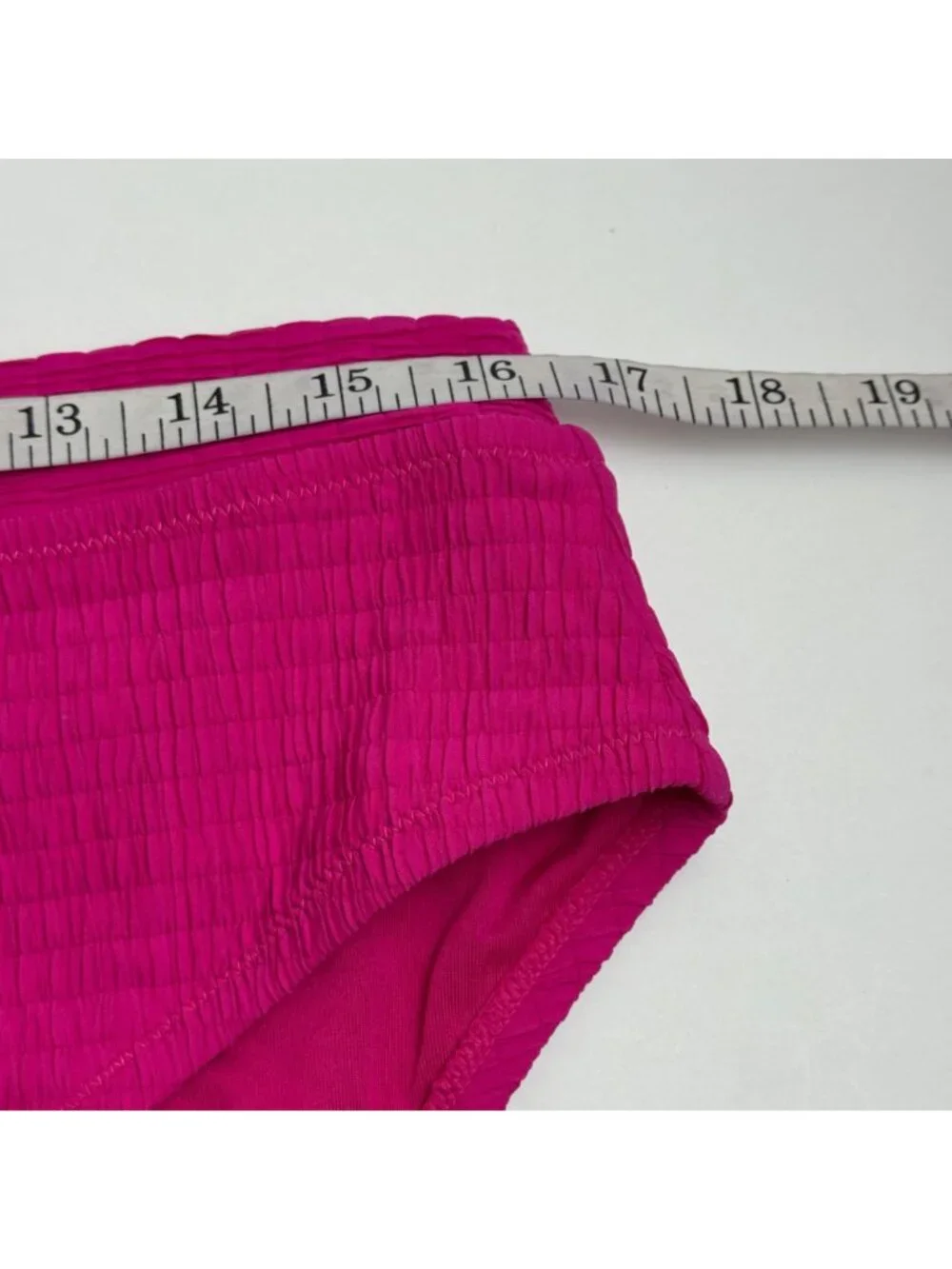 DKNY NEW Fuchsia Pink Smocked Bikini Bottom Size Lrg Swimwear Modest Beach Pool
